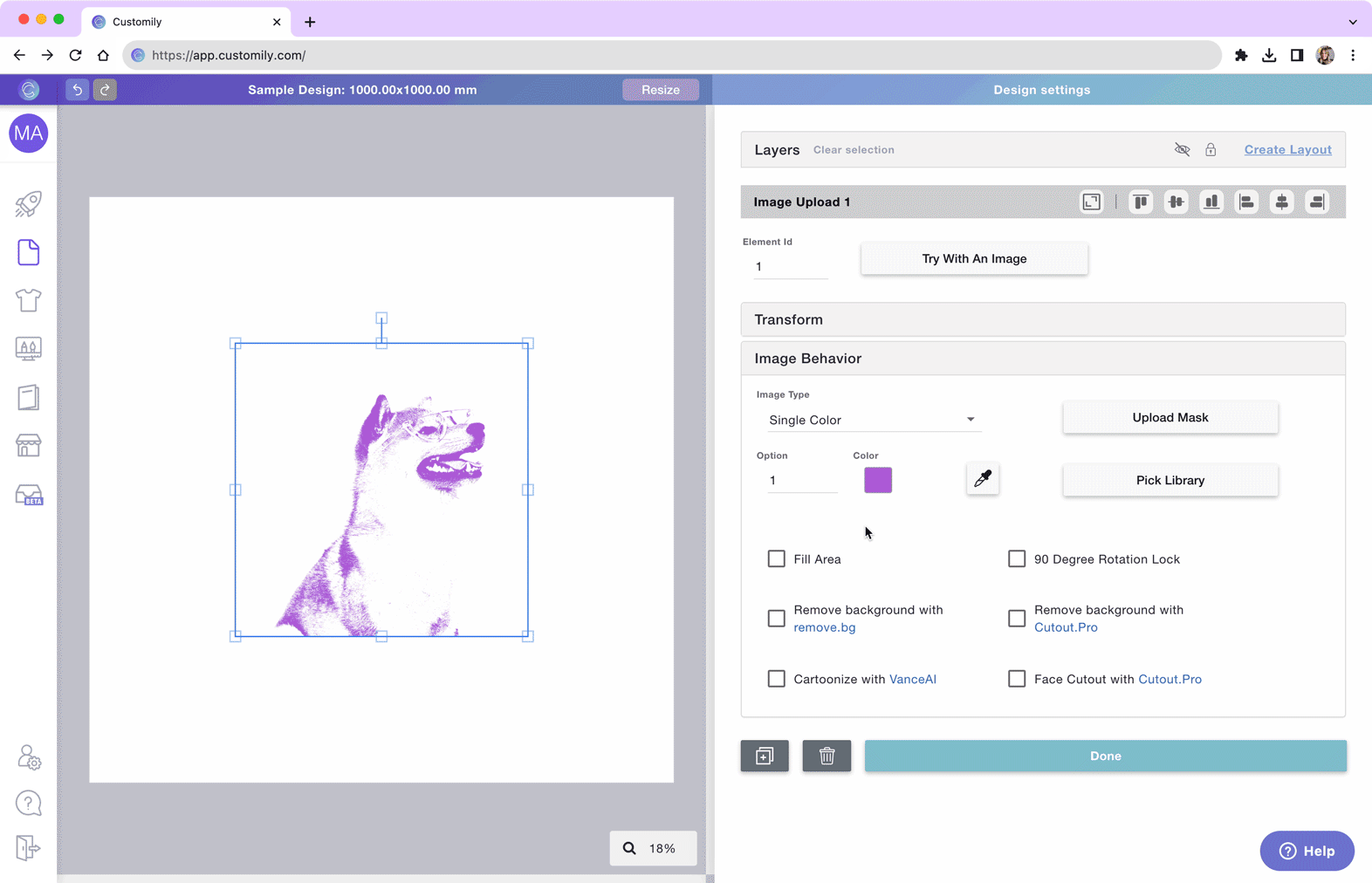 Image placeholders with multiple Color options Customily