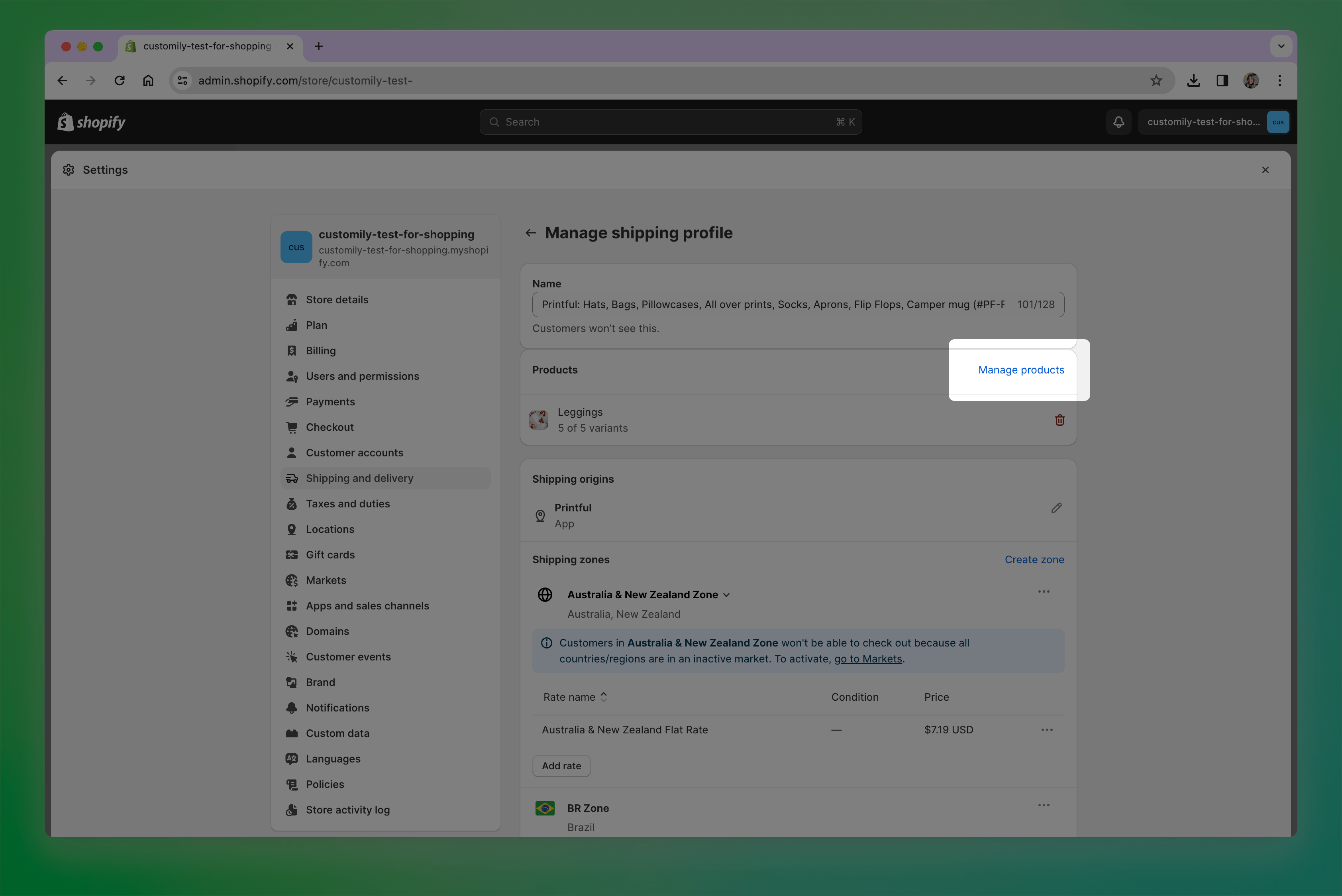 How does shipping and order tracking work for Printful Customily