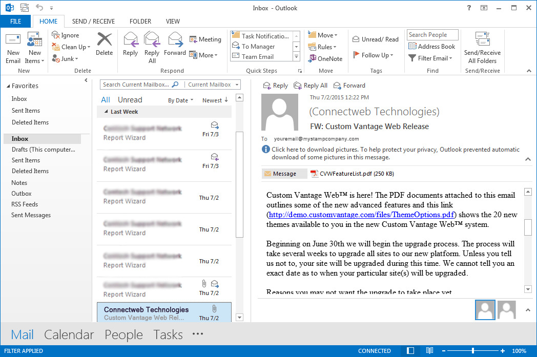 How to Drag and Drop Email from Outlook to Custom Vantage Office