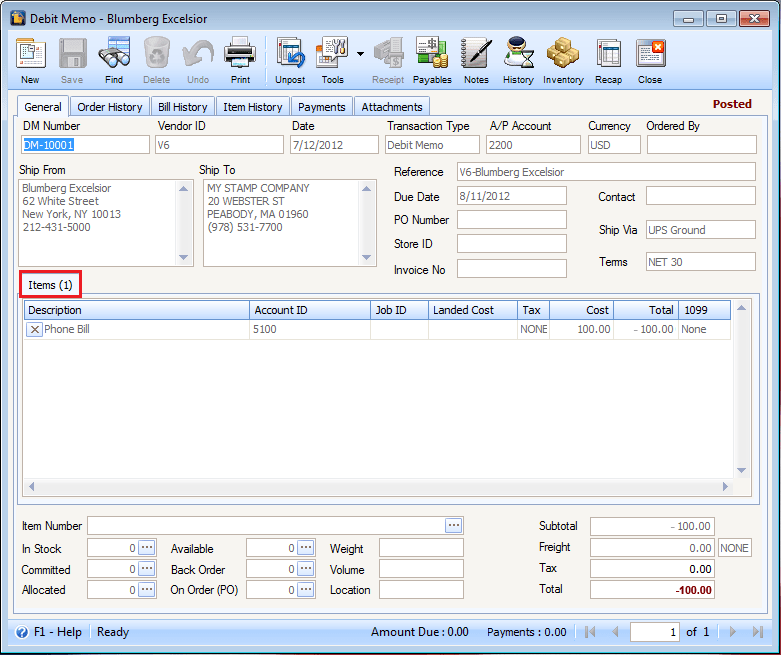 Rules for Duplicating Debit Memos