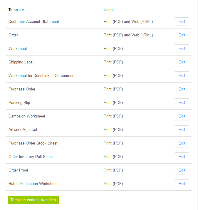 View a list of available order sheet templates Help