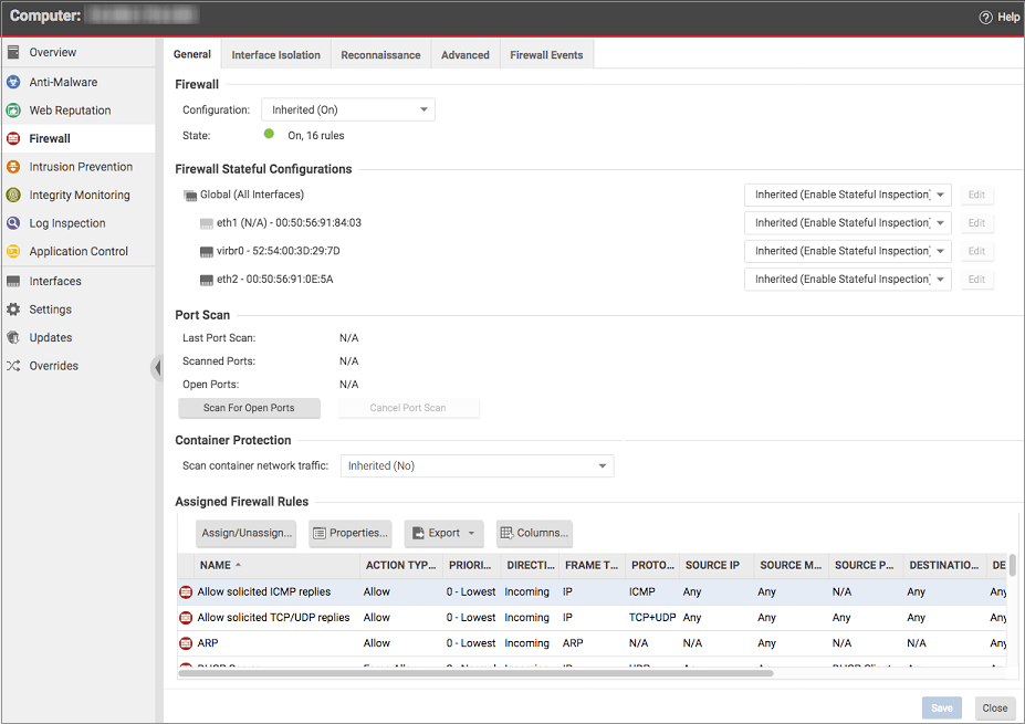Set up the Deep Security firewall Deep Security