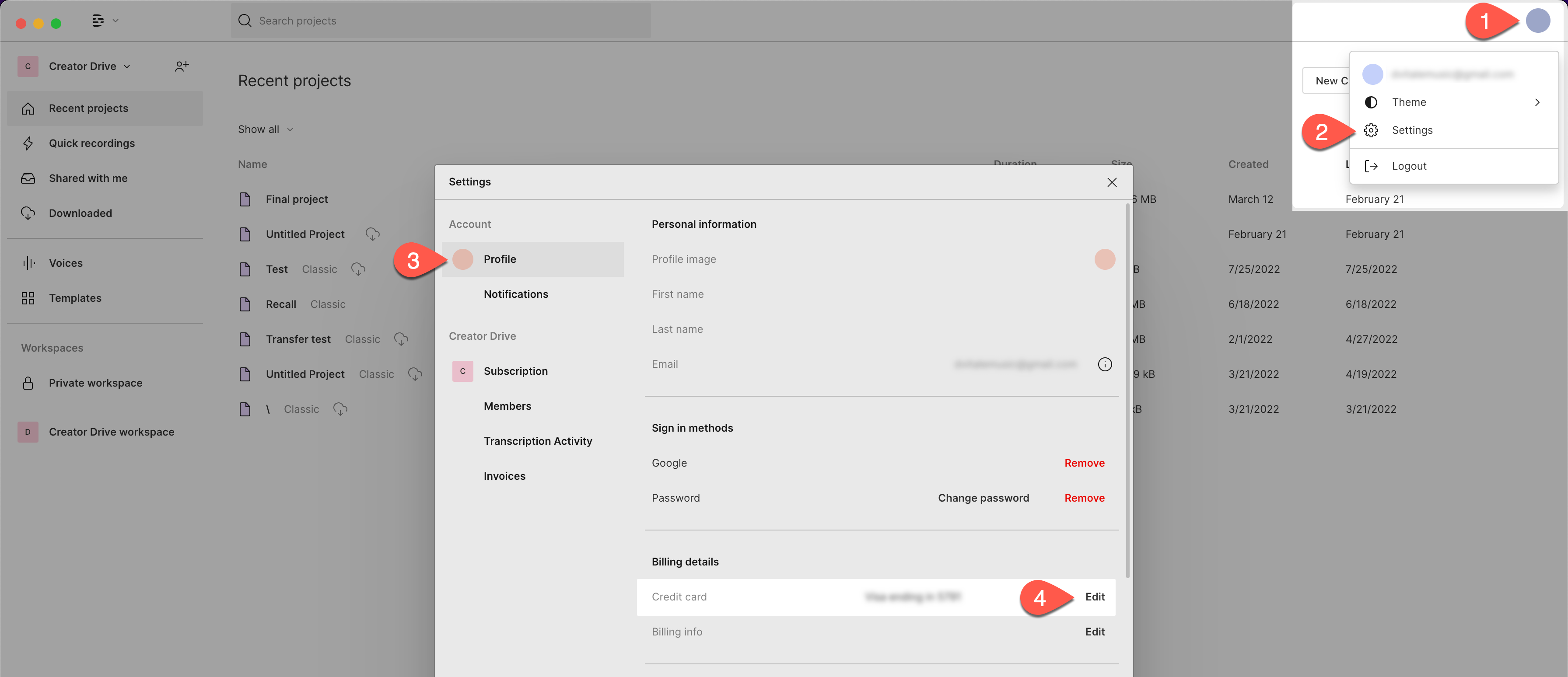 Adding or changing your credit card Descript Help