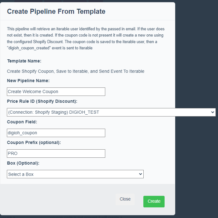 Create Shopify coupons for users going through an Iterable Journey