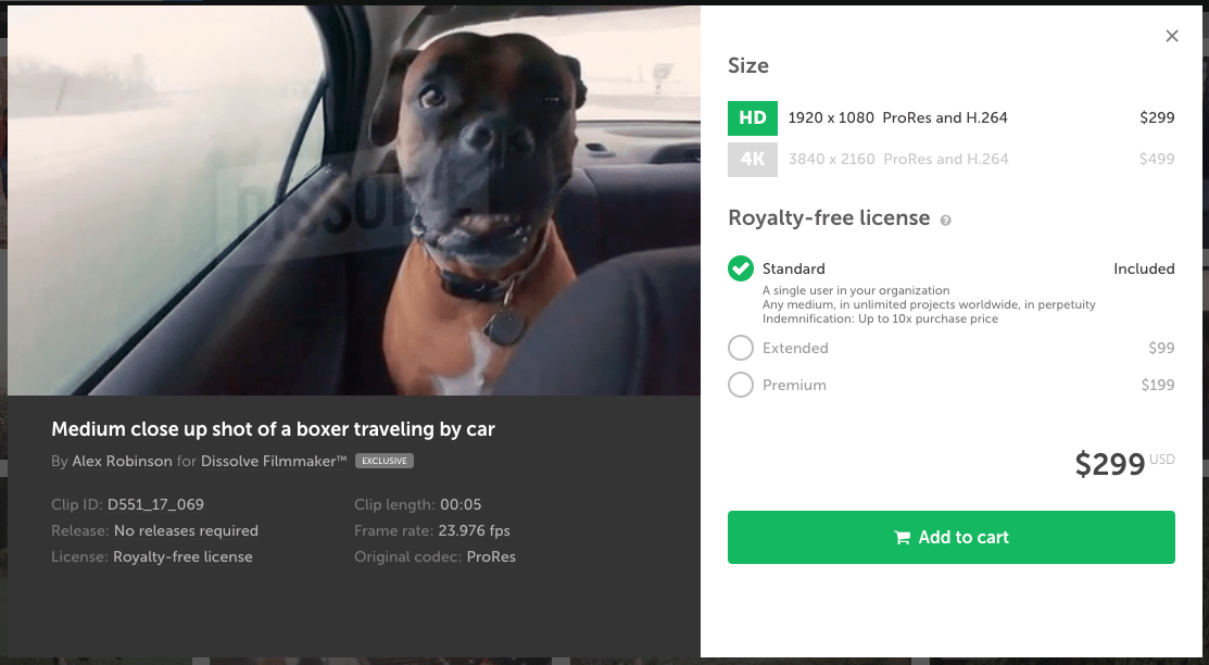How do I add clips and photos to my cart?