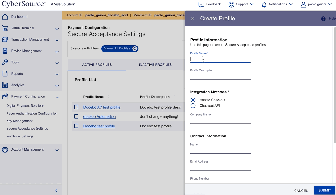 Configuring Cybersource for the App Docebo Help & Support