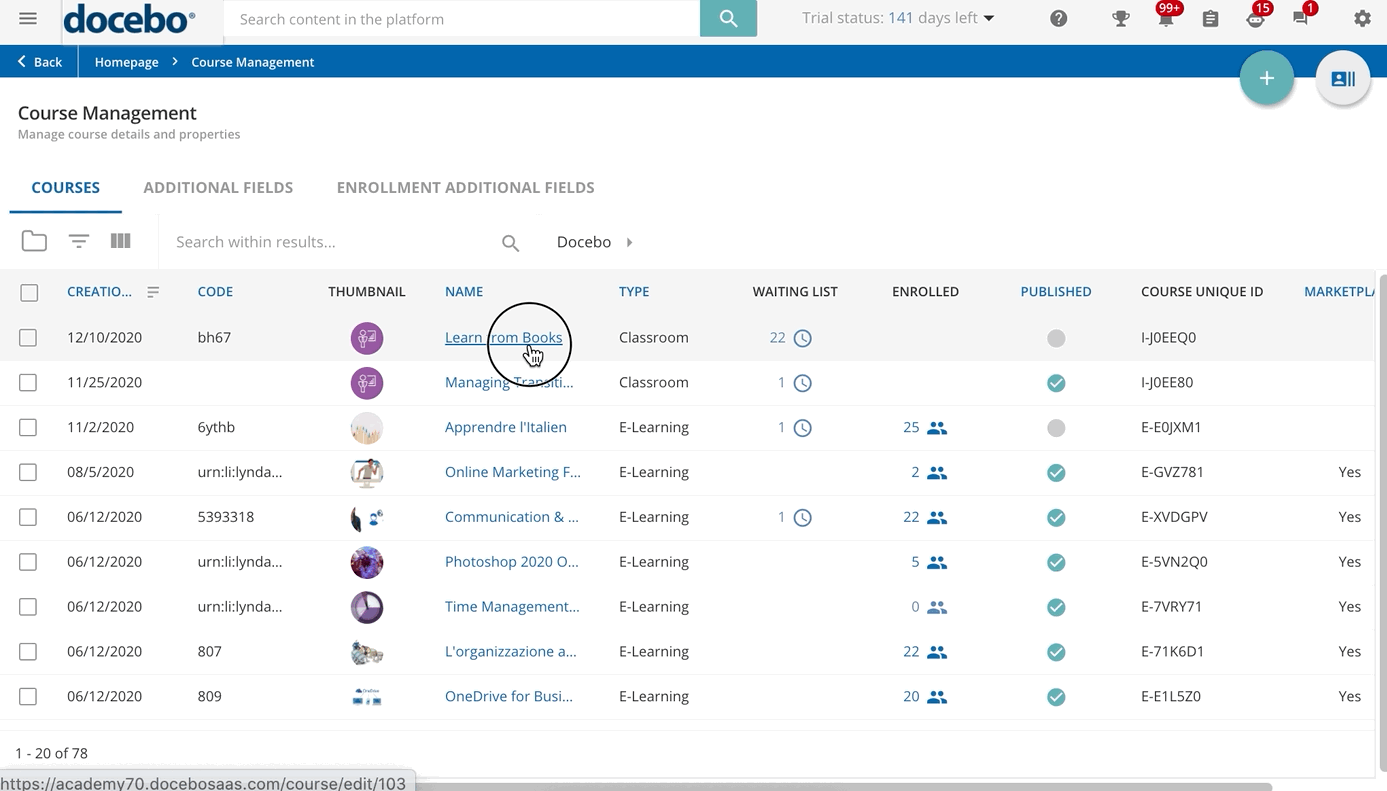 Managing self enrollments and waiting lists Docebo Help & Support