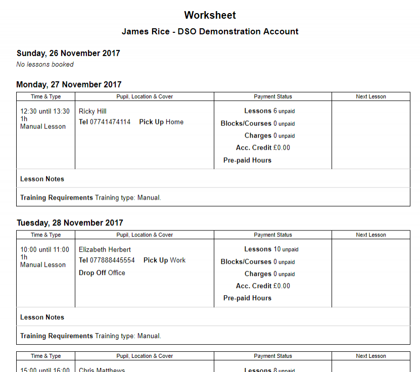 Managing Your Diary Driving School Office Help & Support