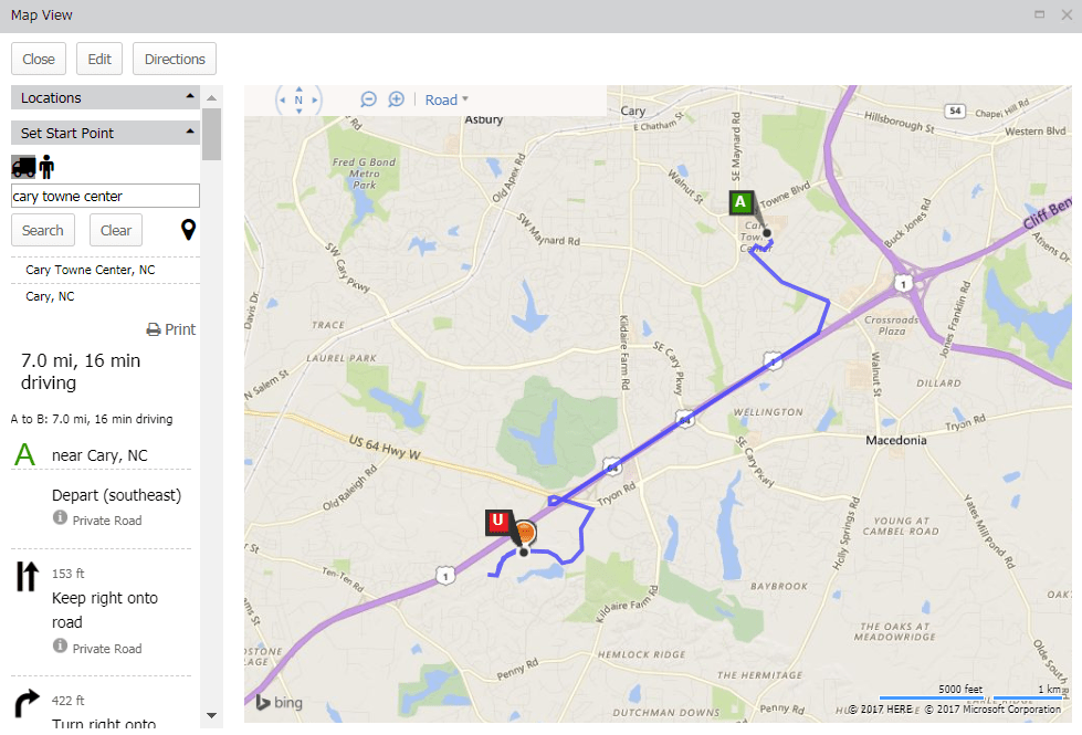 Driving Directions To Work Using The Work Order Map View