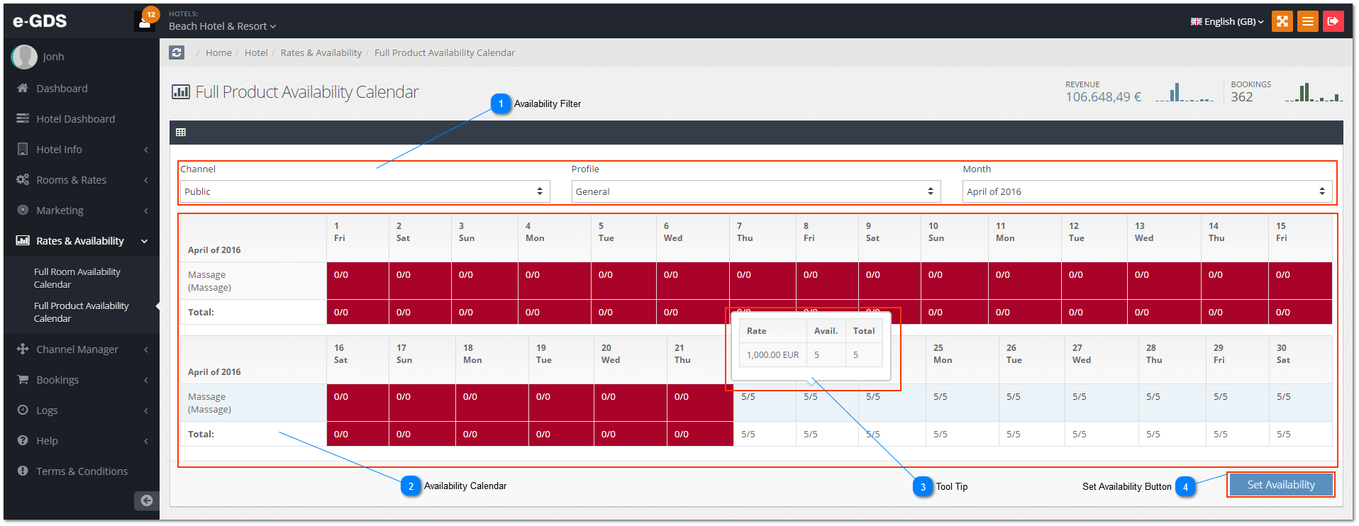 Full Product Availability Calendar