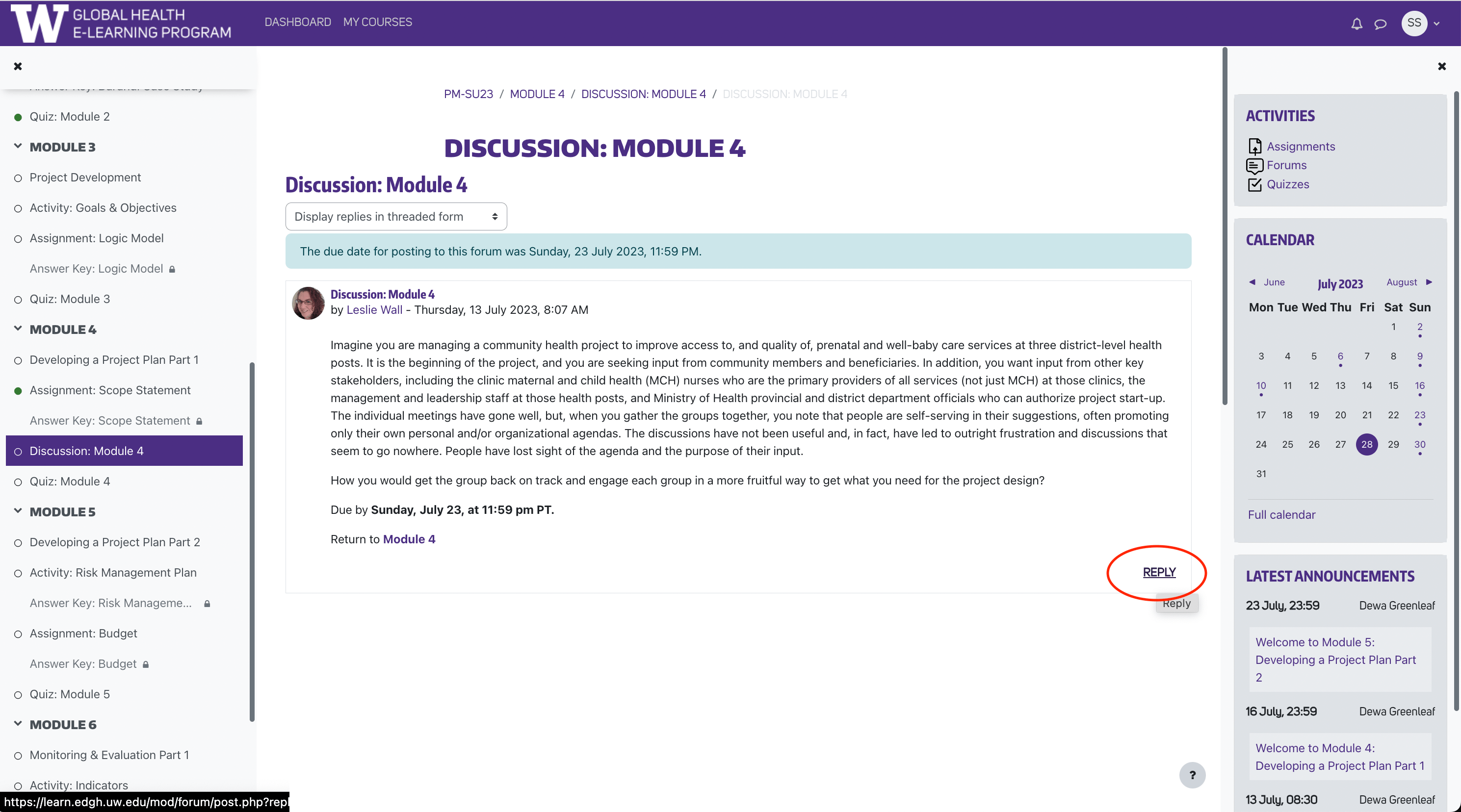 How to post in a discussion forum in Moodle