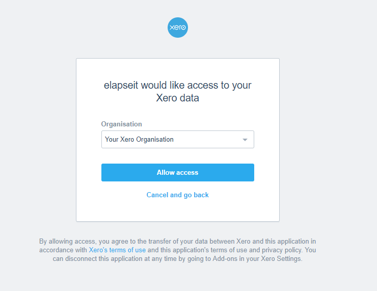Xero integration Initialization elapseit Help Center