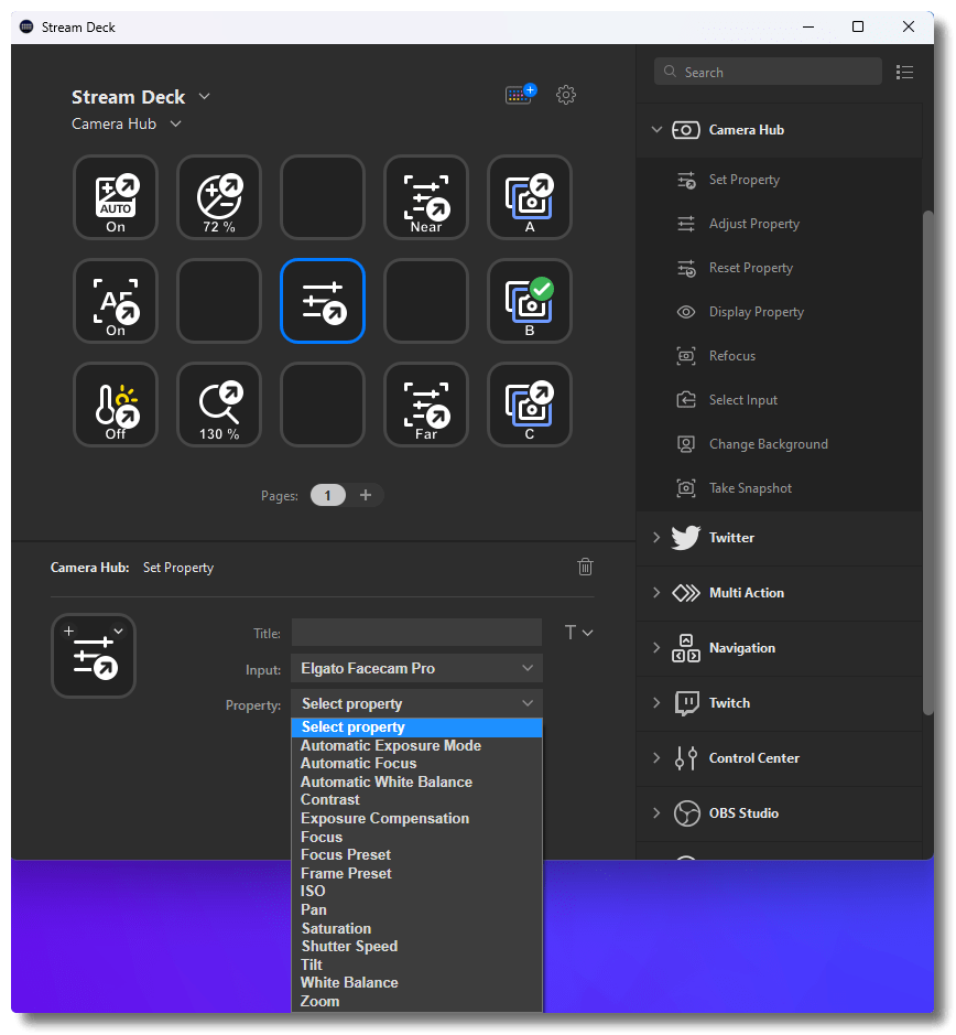 Elgato Stream Deck — Camera Hub Plugin Overview Elgato