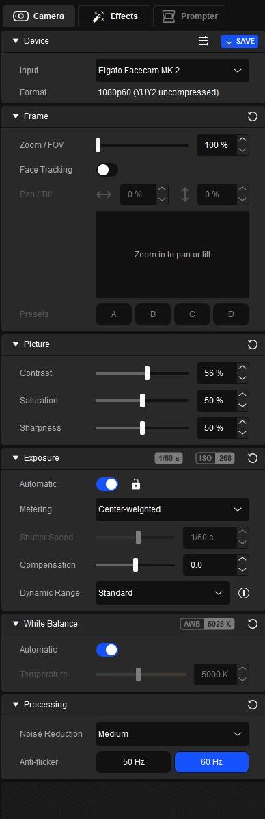 Elgato Facecam MK.2 — How to save camera settings. – Elgato