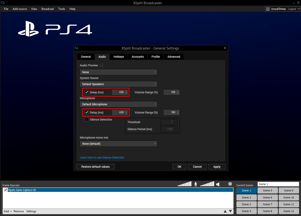 Elgato Game Capture HD Adjusting audio delay for XSplit and OBS Elgato