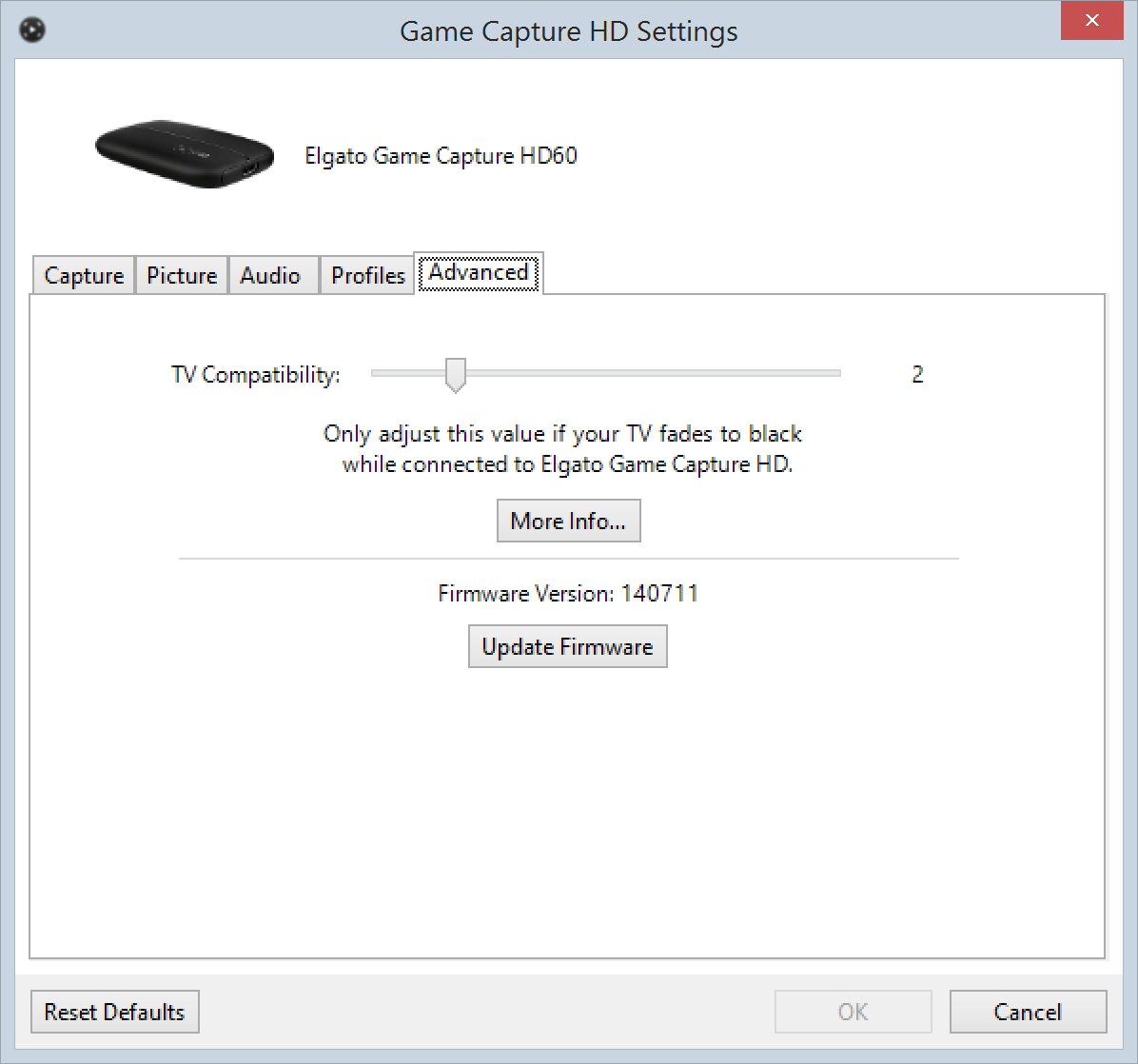 Elgato Game Capture HD Advanced Settings can resolve some playback