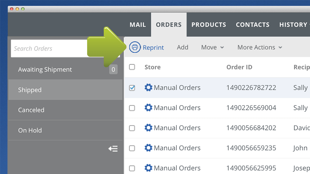 Reprint an Shipping Label Endicia