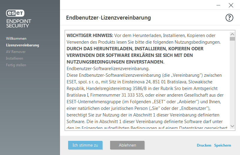 ESET AV Remover ESET Endpoint Security ESET OnlineHilfe