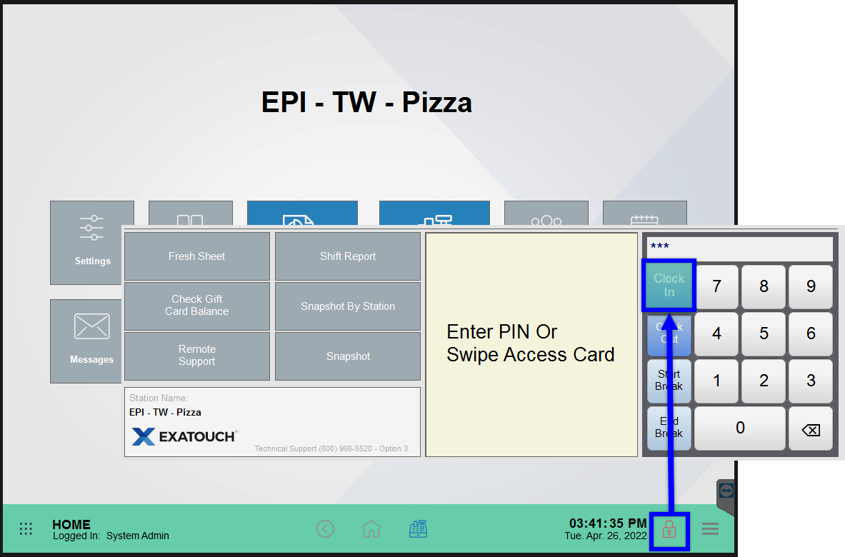 How to Clock In Exatouch Knowledge Base