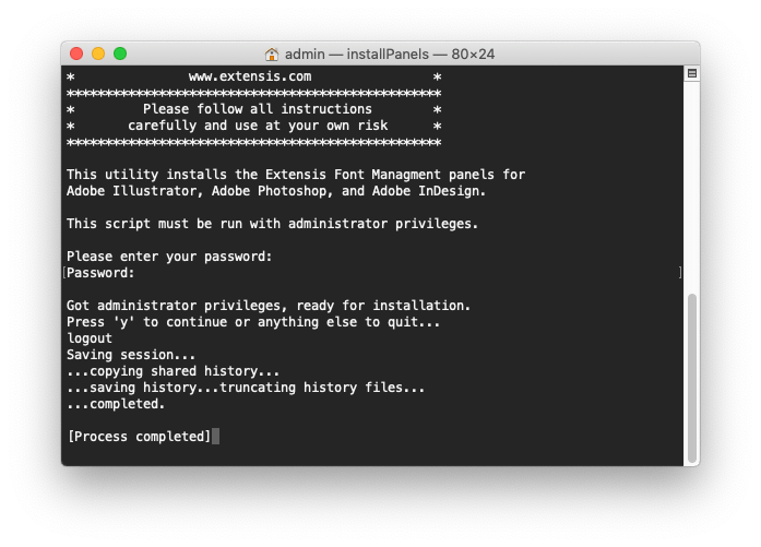The Extensis font panel in Adobe Creative Cloud applications for