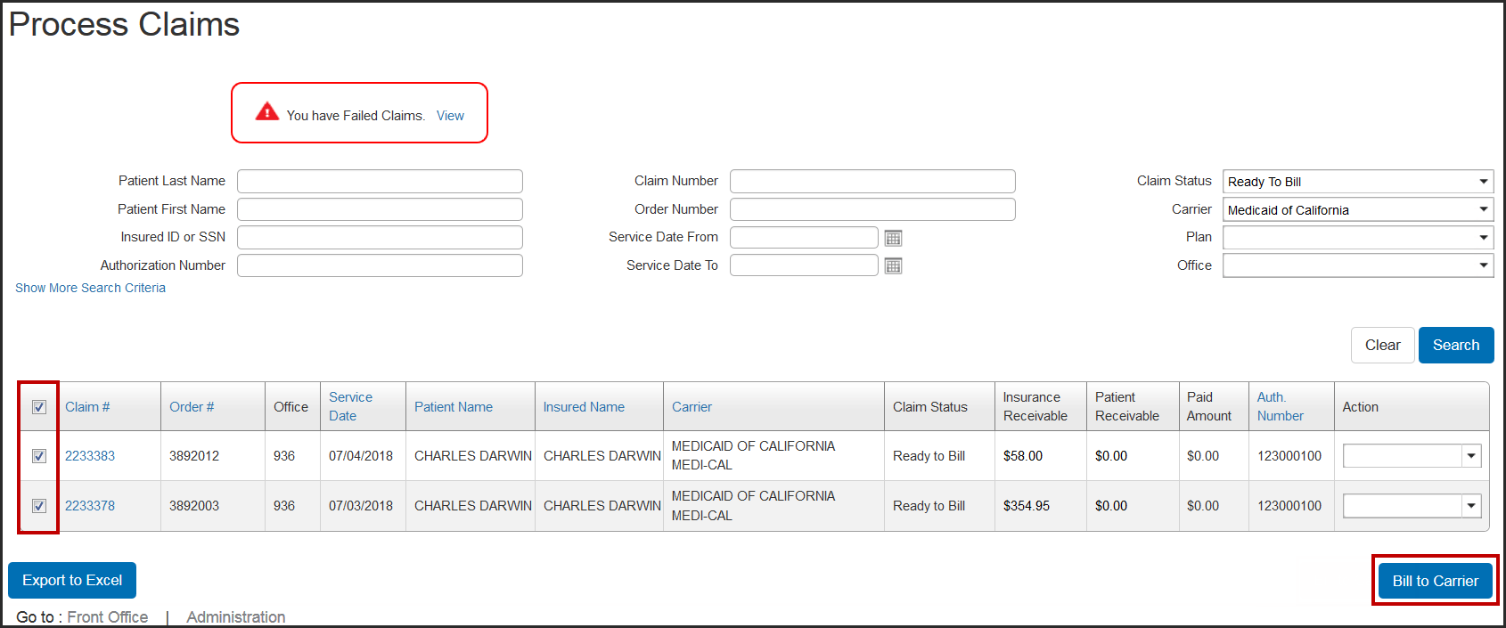 Setting the Claim Status to Billed for Claims Processed Outside Claim
