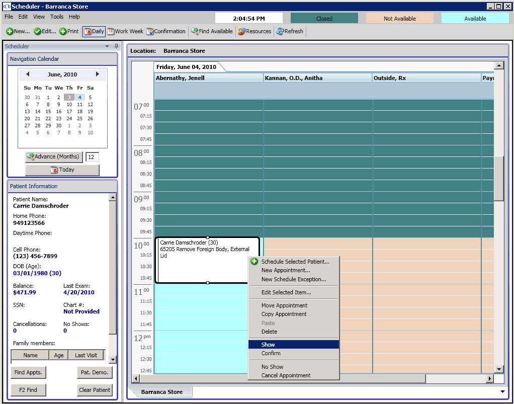Recording Patients Shows and No Shows
