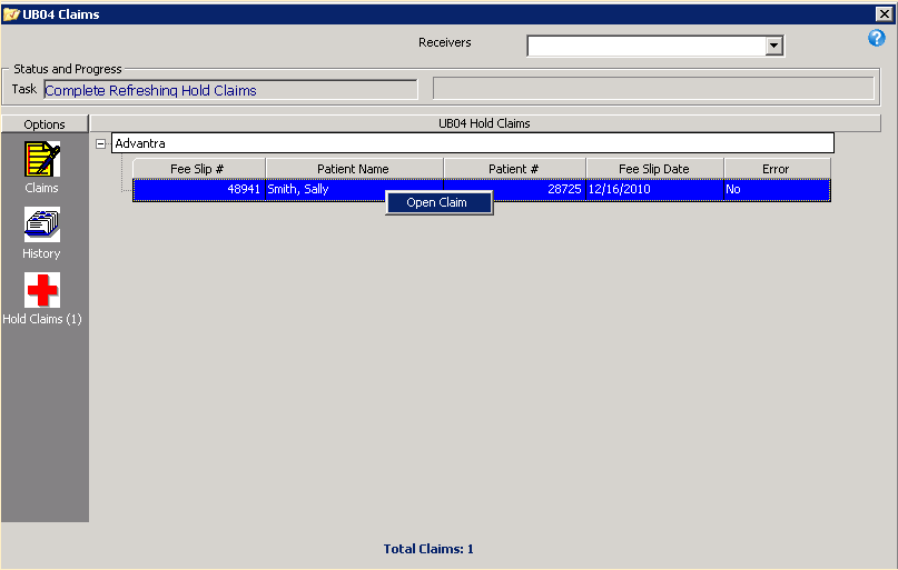 Reopening & Closing UB04 Claims on Hold