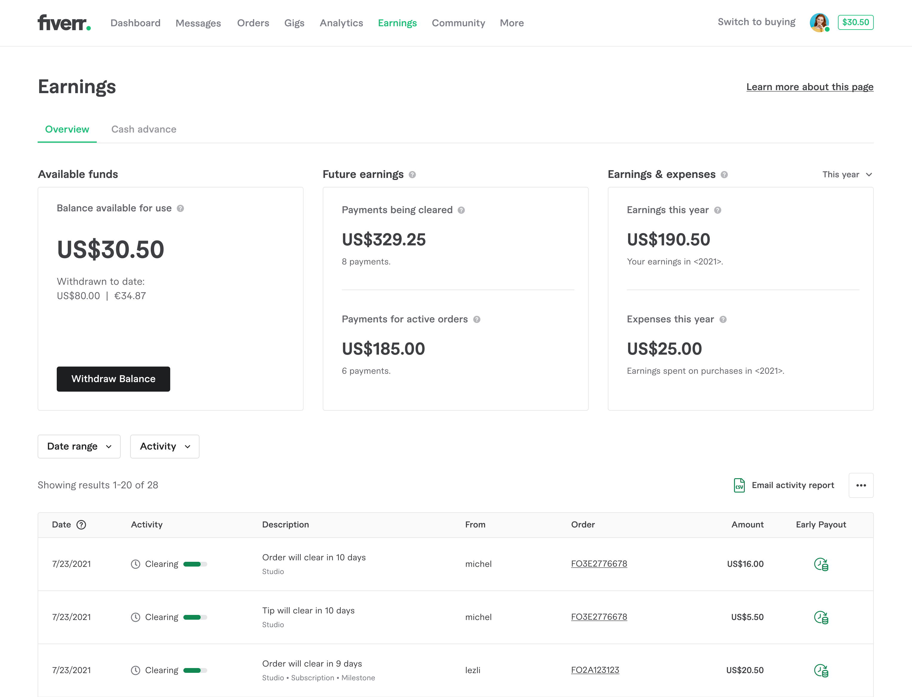 Early Payout Fiverr Help Center
