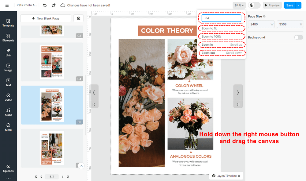 Zoom In and Out of the Canvas FlipHTML5