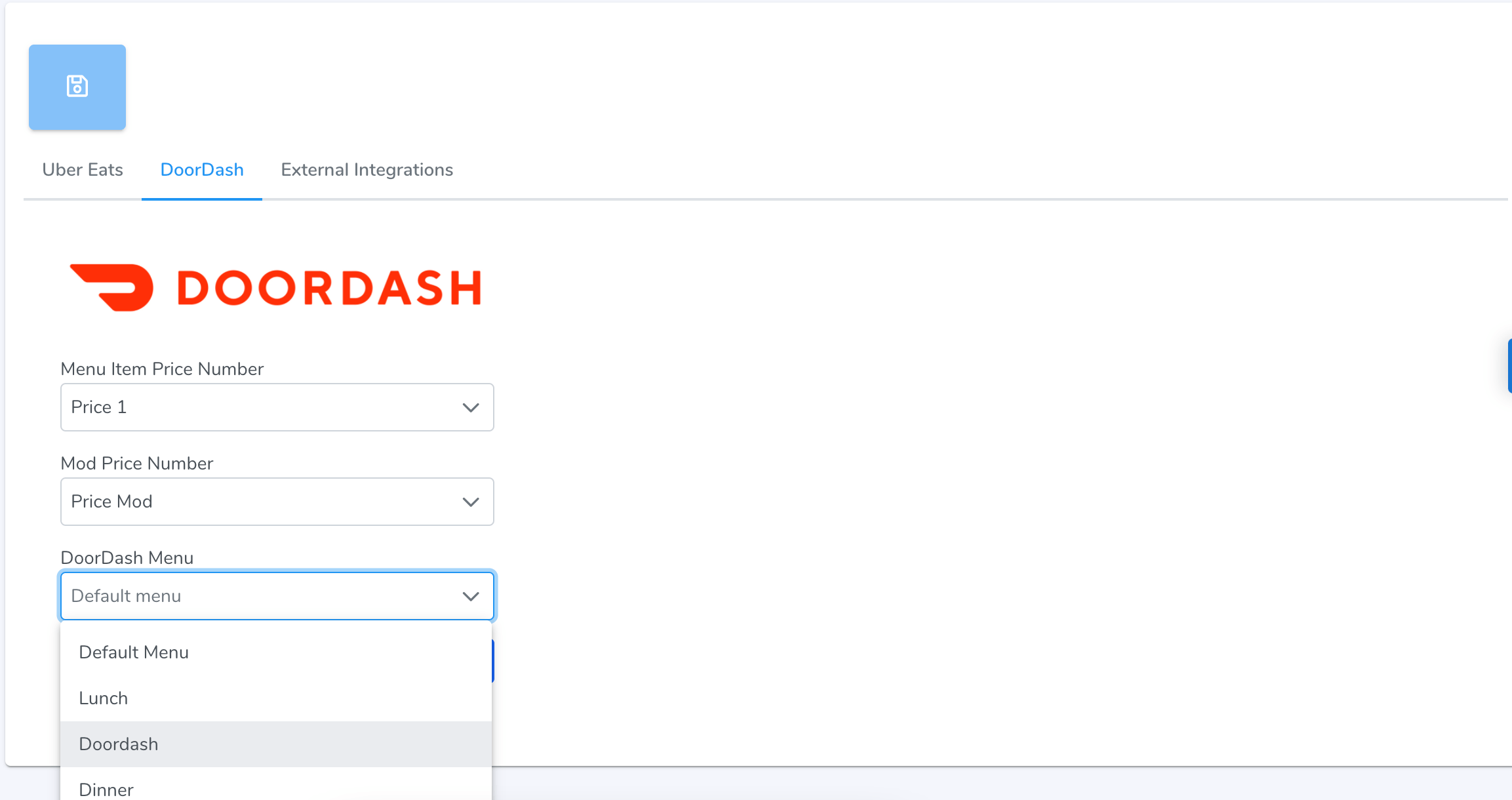 DoorDash Price Configuration Focus POS California