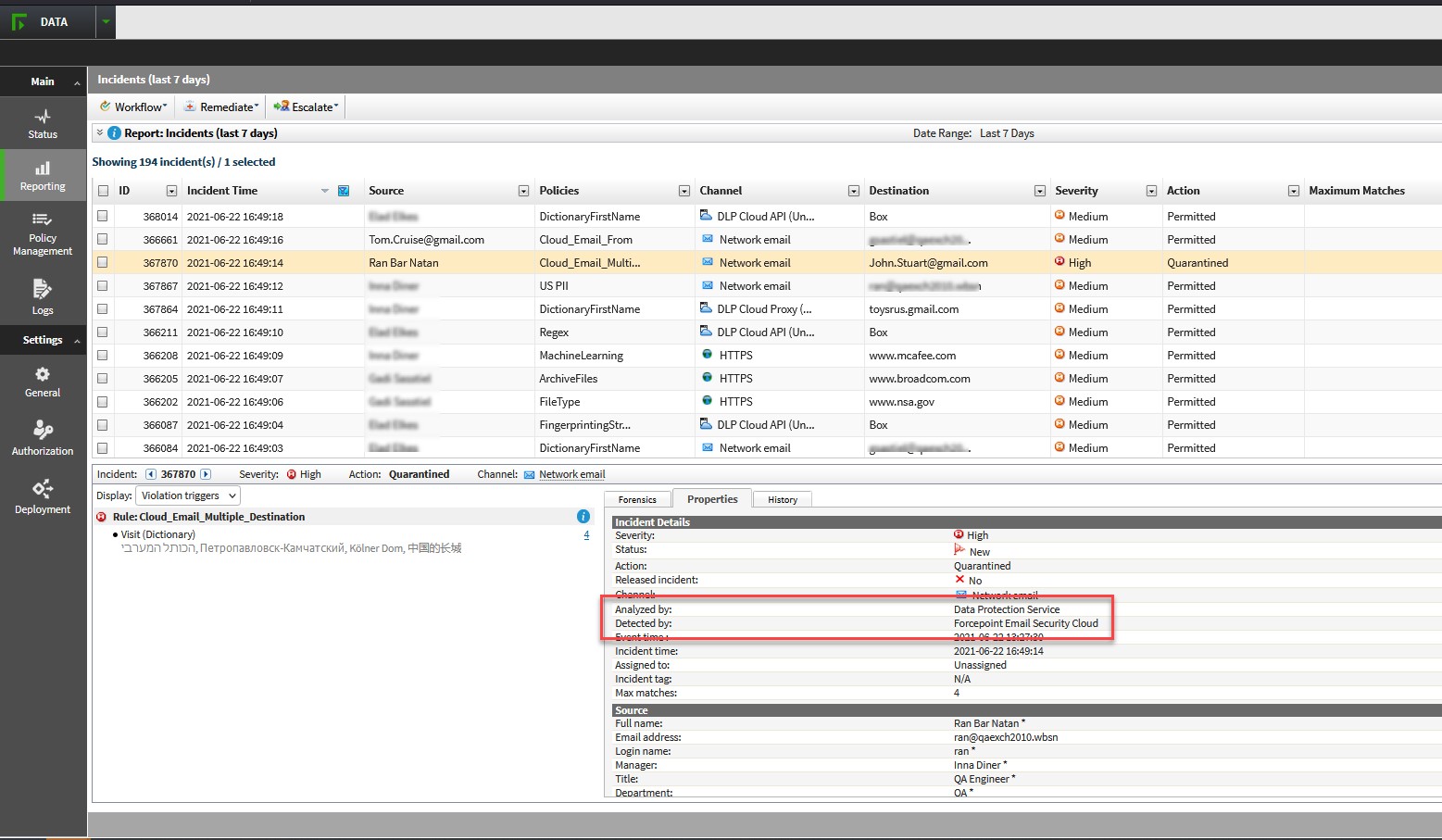Step 6View DLP incident reports in the Forcepoint Security Manager