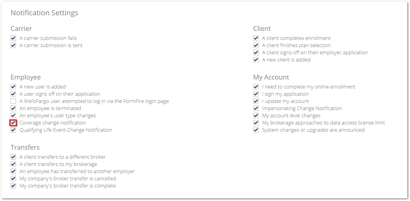 How to turn on/off the Employee Change notification as a Broker