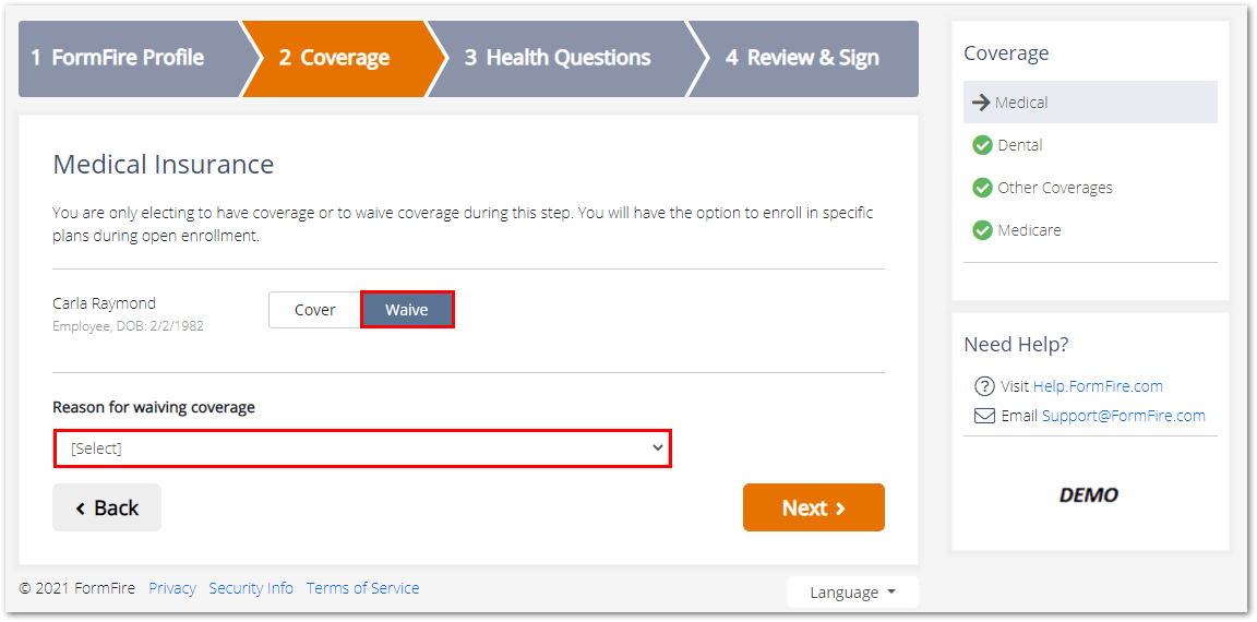 How to waive coverage Knowledge Base FormFire
