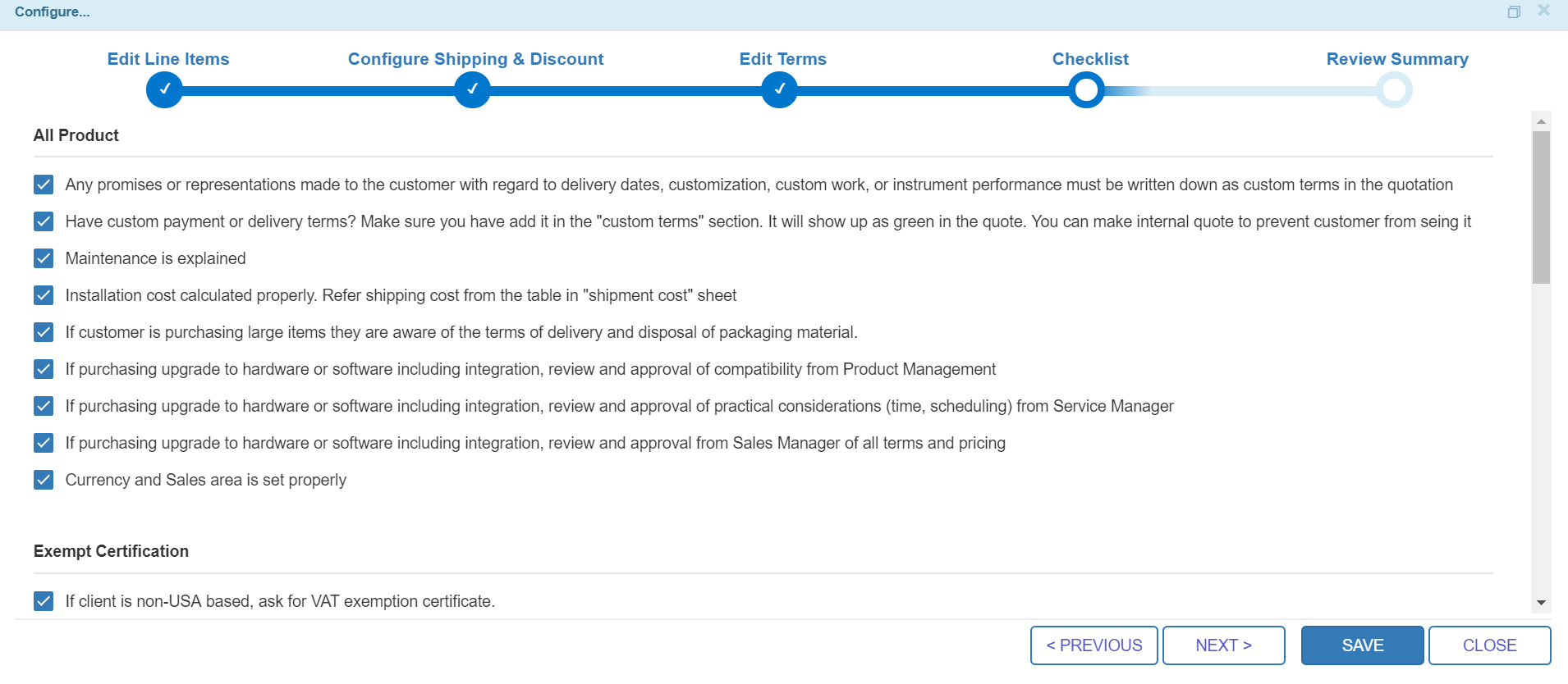 Configuring Quote Line Items — TIGA Online Help