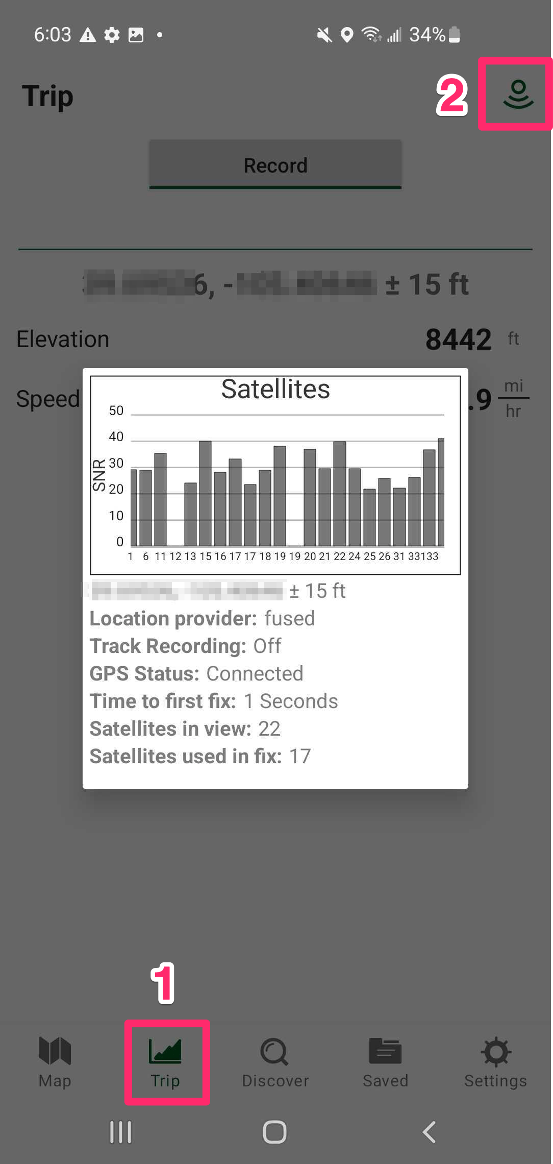 Display Current GPS Accuracy on Android Gaia GPS
