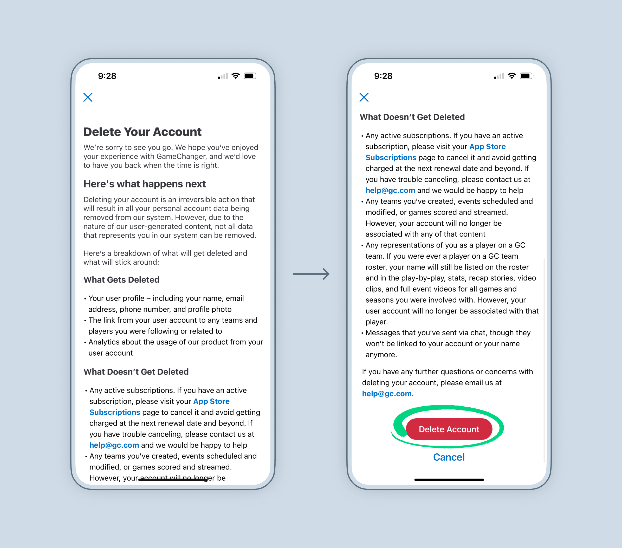 Deleting Your Account GameChanger(05)