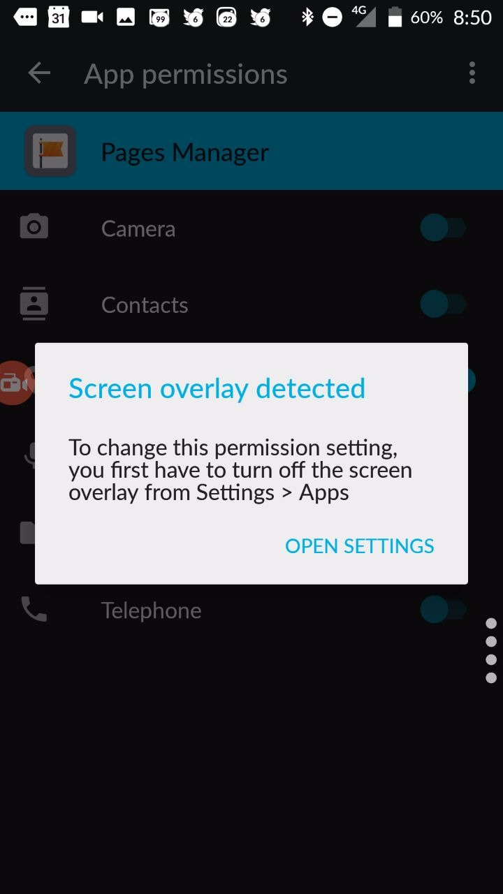 What is this "Screen overlay detected" notification? drupe Contacts & Dialer