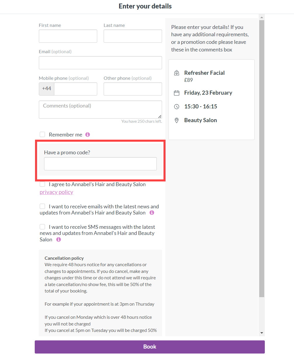 How your clients can redeem a promo code online Timely
