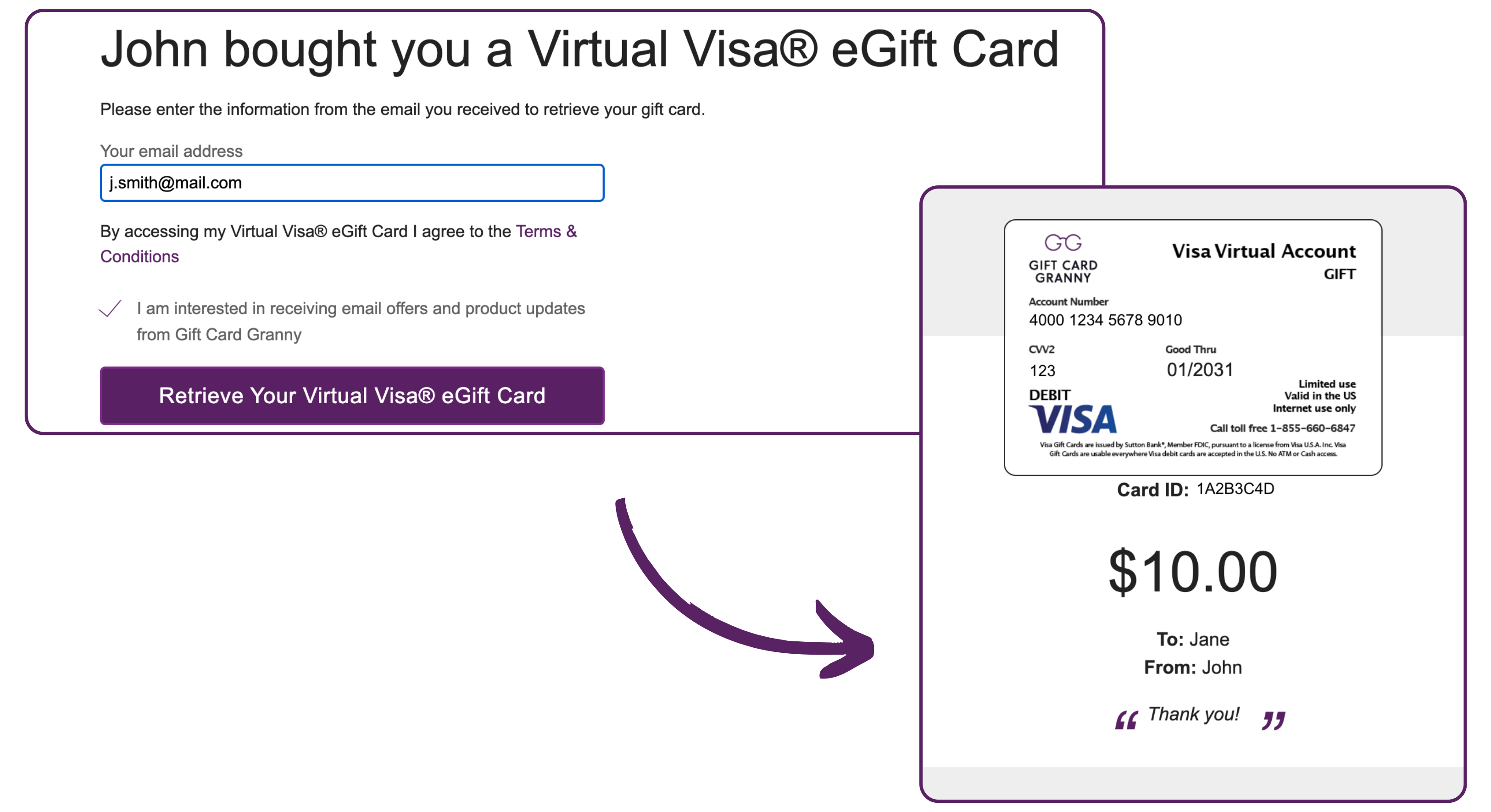 How to redeem your eGift Gift Card Granny