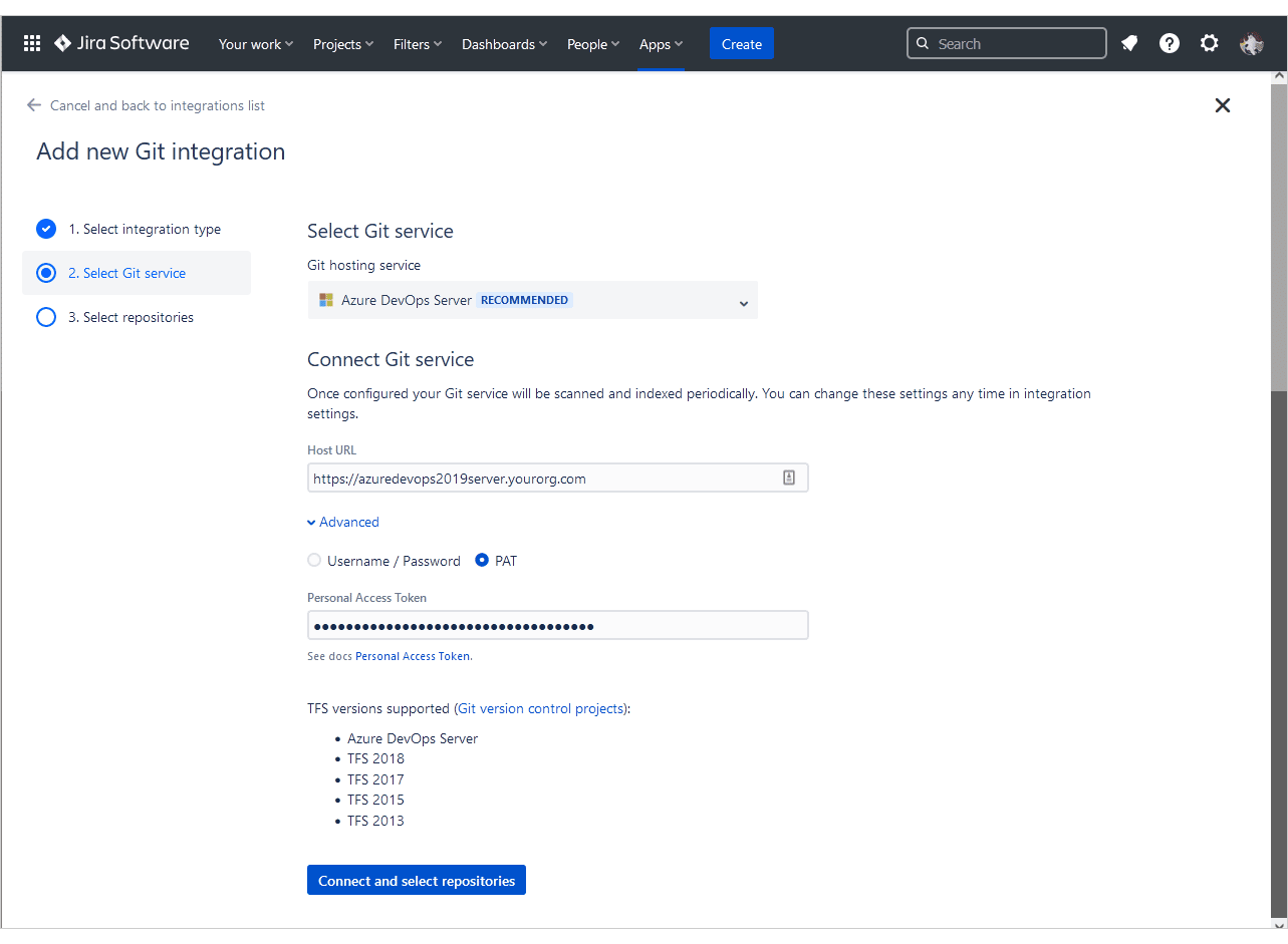 Azure DevOps Server Team Foundation Services Git Integration for