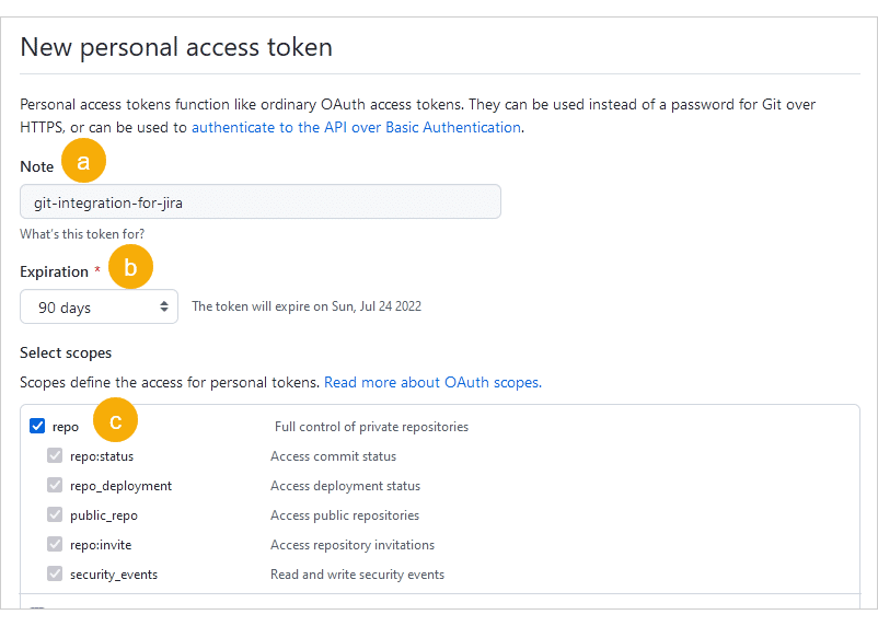 Creating Personal Access Tokens Git Integration for Jira Self Managed
