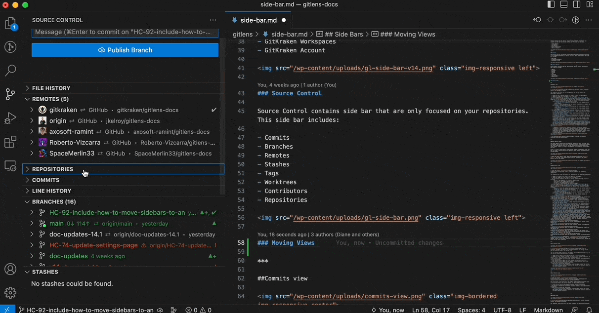 GitLens Side Bar Views GitLens Views and Functionality