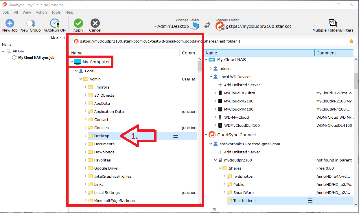How to create a GoodSync Job in GoodSync for WD (Windows