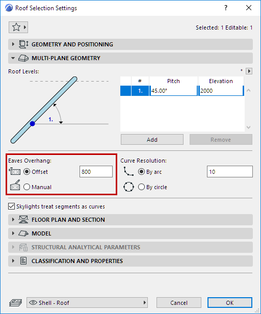 Edit Eaves or Gable Overhang