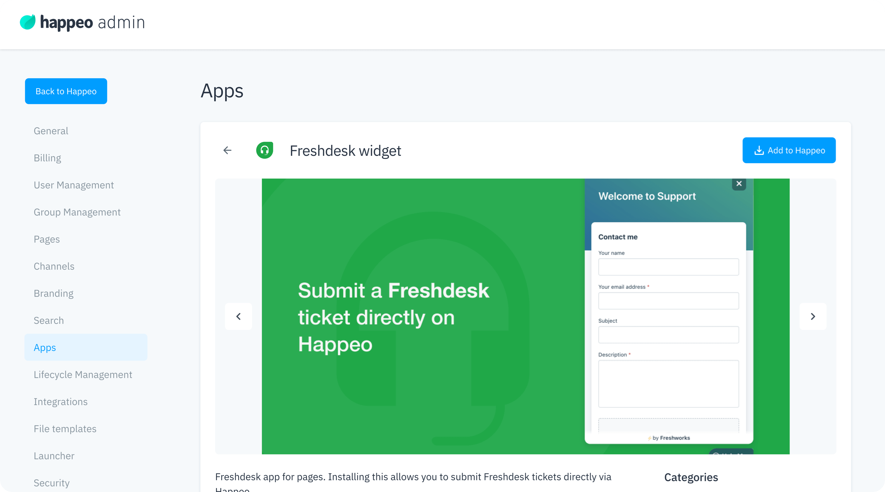 Freshdesk Widget Happeo