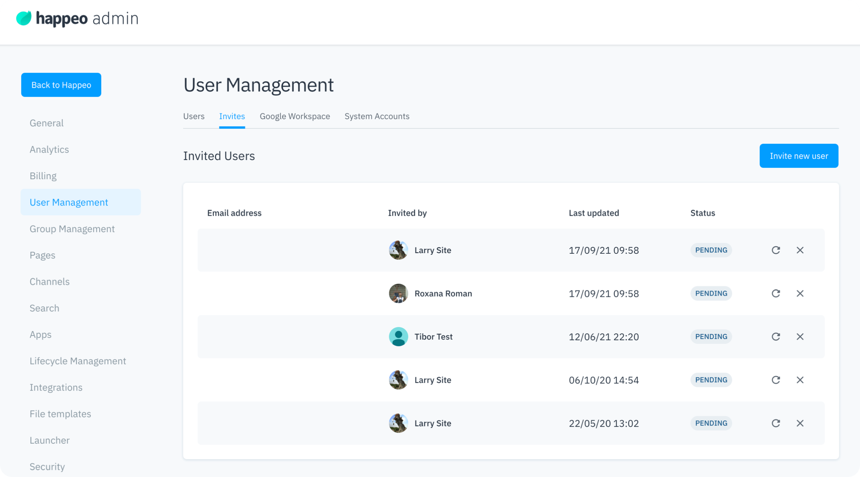 User Management Happeo