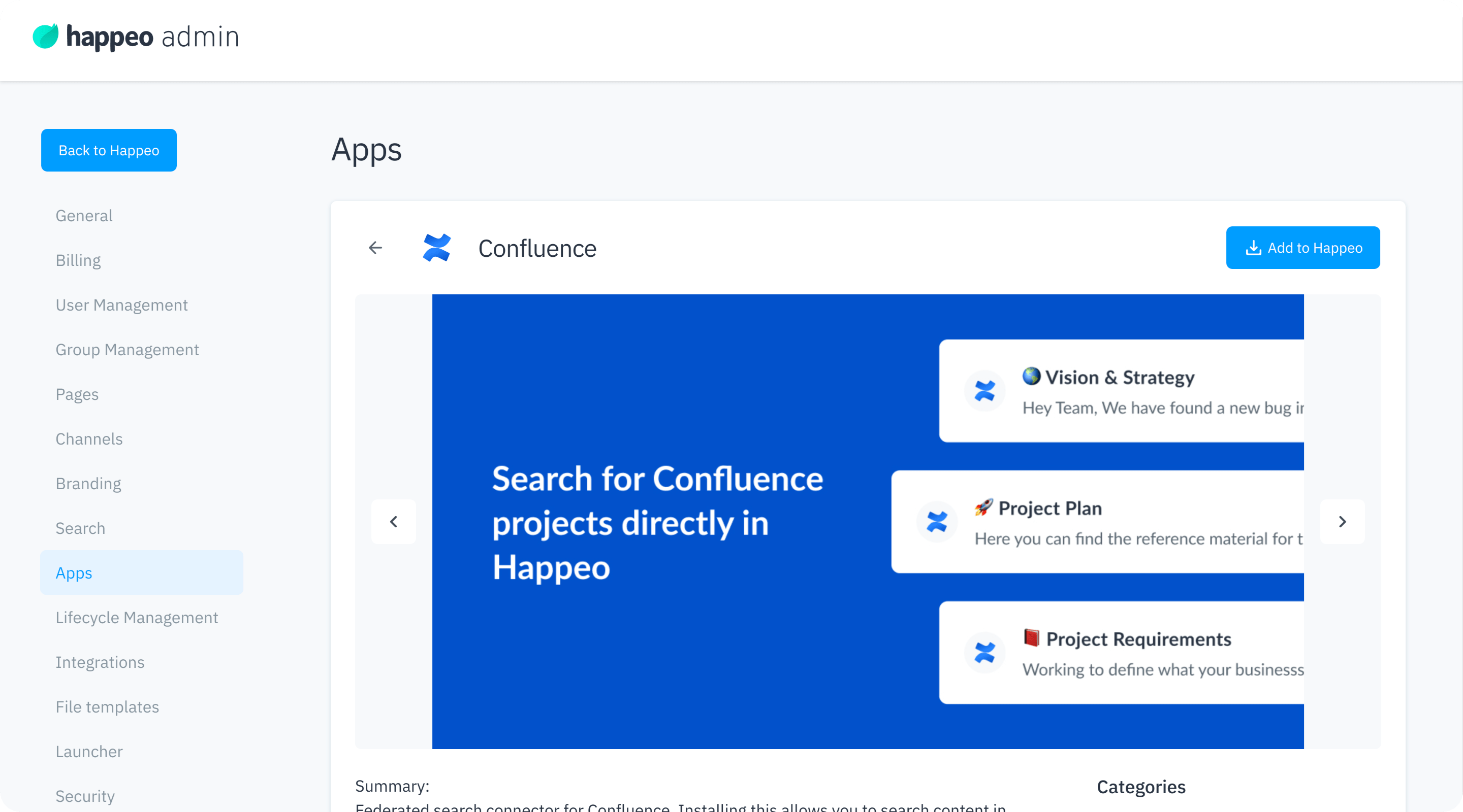 Confluence Federated Search Connector Happeo