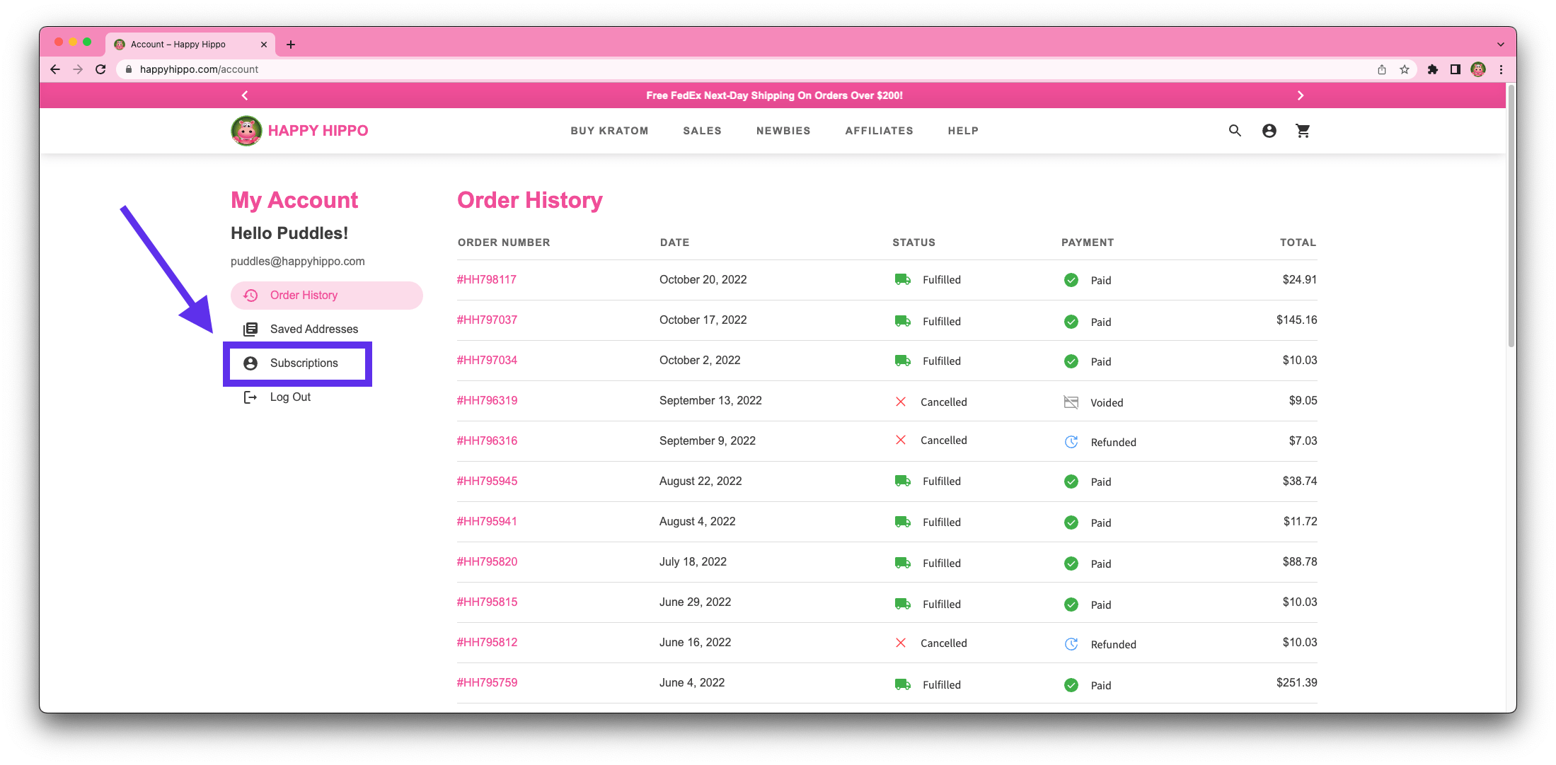 Subscriptions Happy Hippo