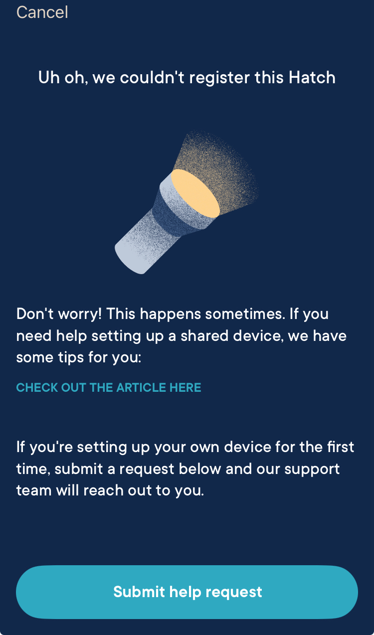 Hatch devices no longer appearing on account Hatch Support