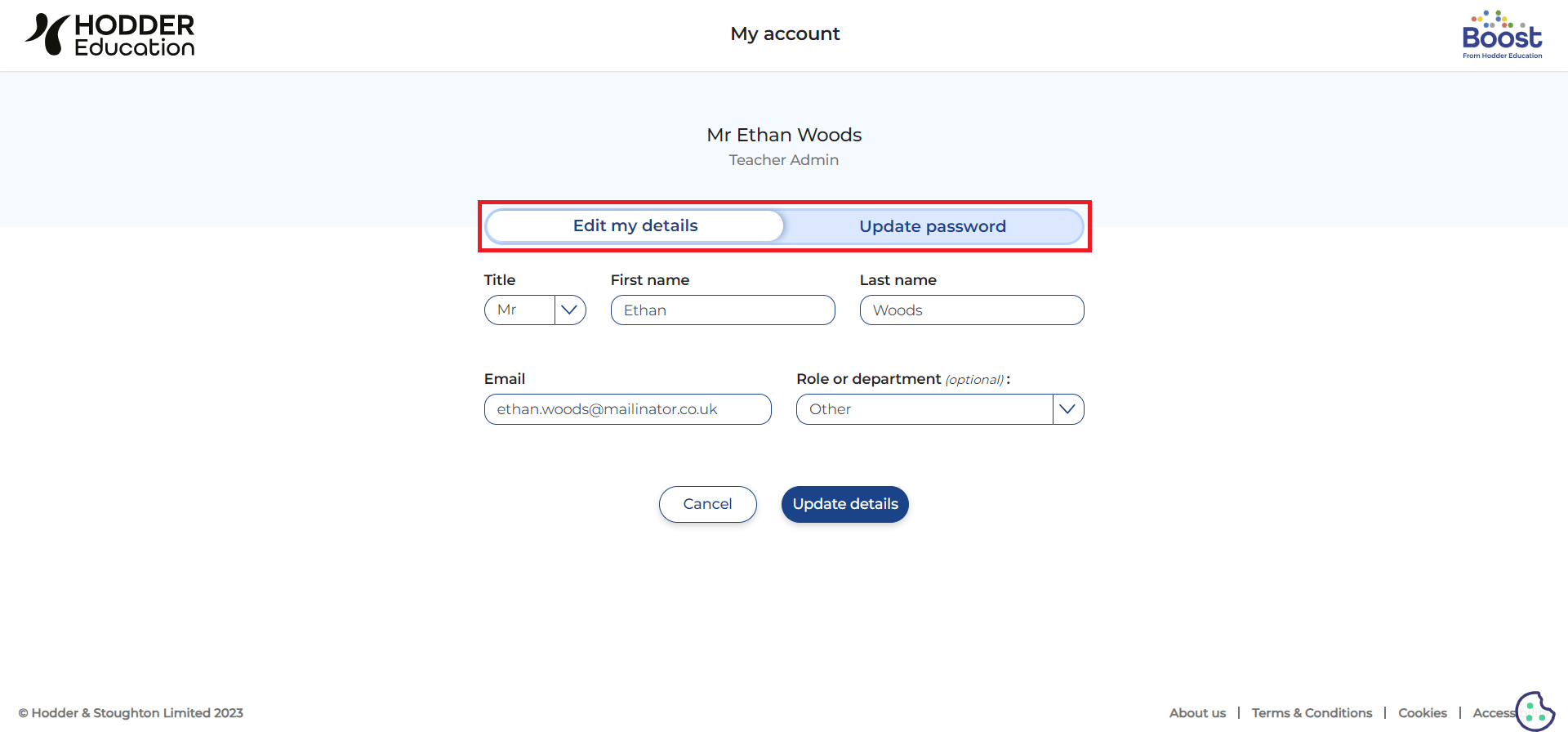 Account Information, Recent Activity, and Logging Out Hodder